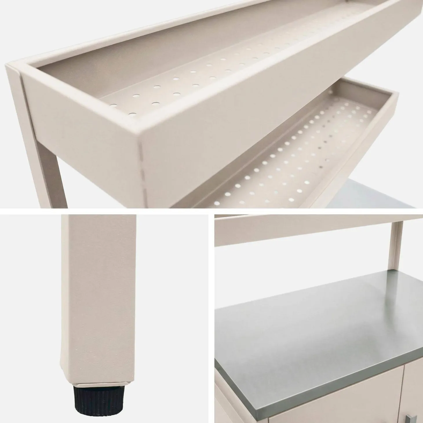Steel outdoor kitchen 2 hanging shelves 2 doors L80cm