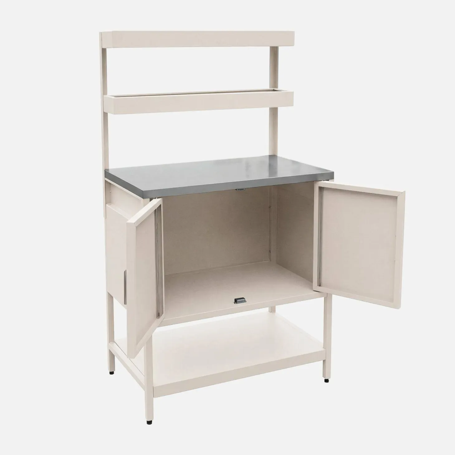 Steel outdoor kitchen 2 hanging shelves 2 doors L80cm