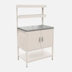 Steel outdoor kitchen 2 hanging shelves 2 doors L80cm