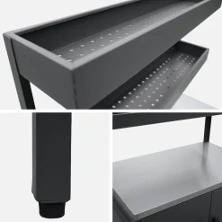 Steel outdoor kitchen 2 hanging shelves 2 doors L80cm