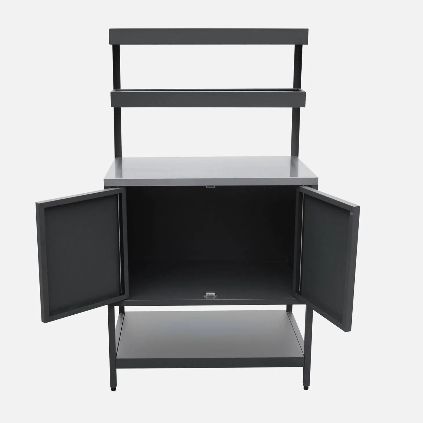 Steel outdoor kitchen 2 hanging shelves 2 doors L80cm