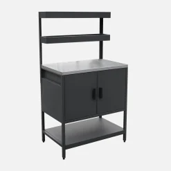 Steel outdoor kitchen 2 hanging shelves 2 doors L80cm