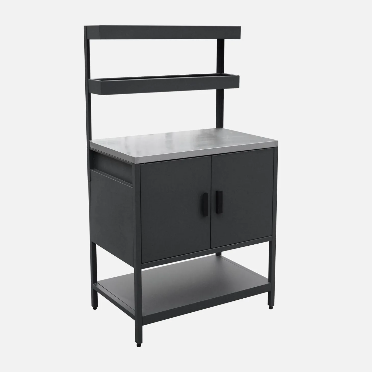 Steel outdoor kitchen 2 hanging shelves 2 doors L80cm