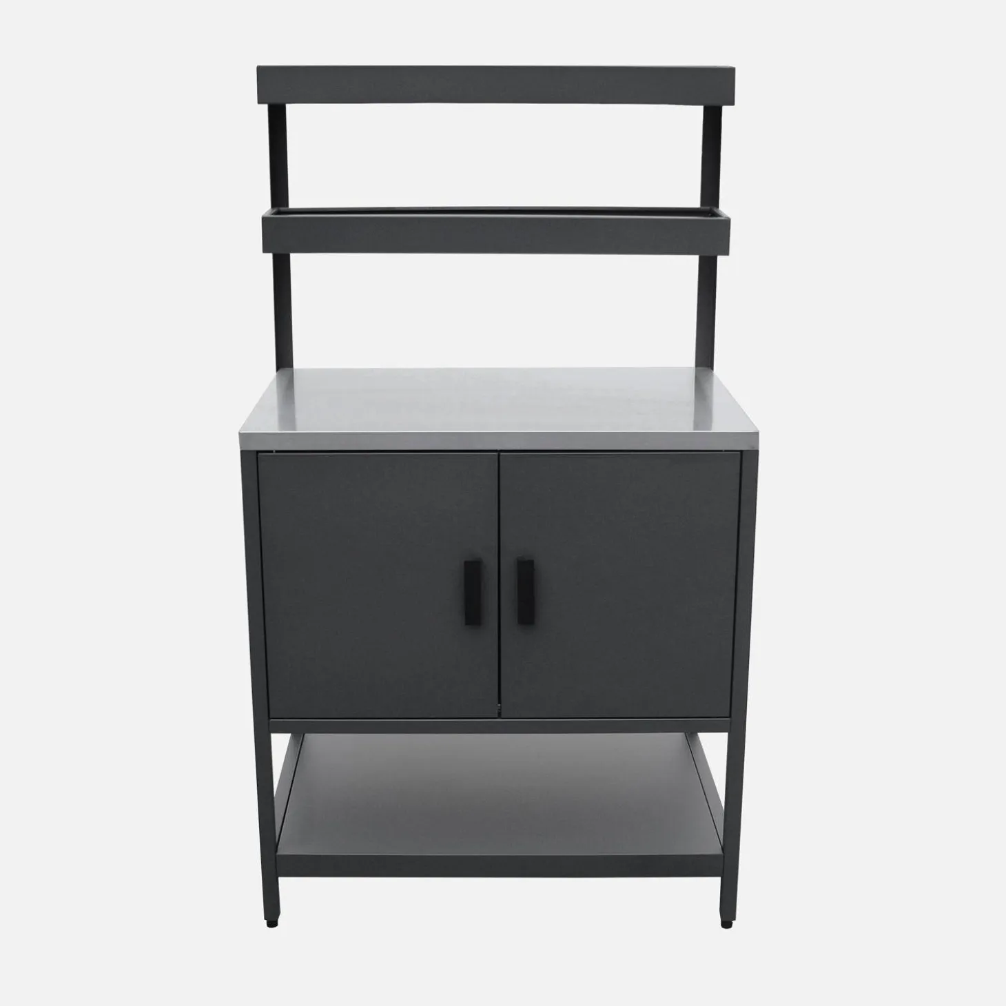 Steel outdoor kitchen 2 hanging shelves 2 doors L80cm