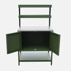 Steel outdoor kitchen 2 hanging shelves 2 doors L80cm