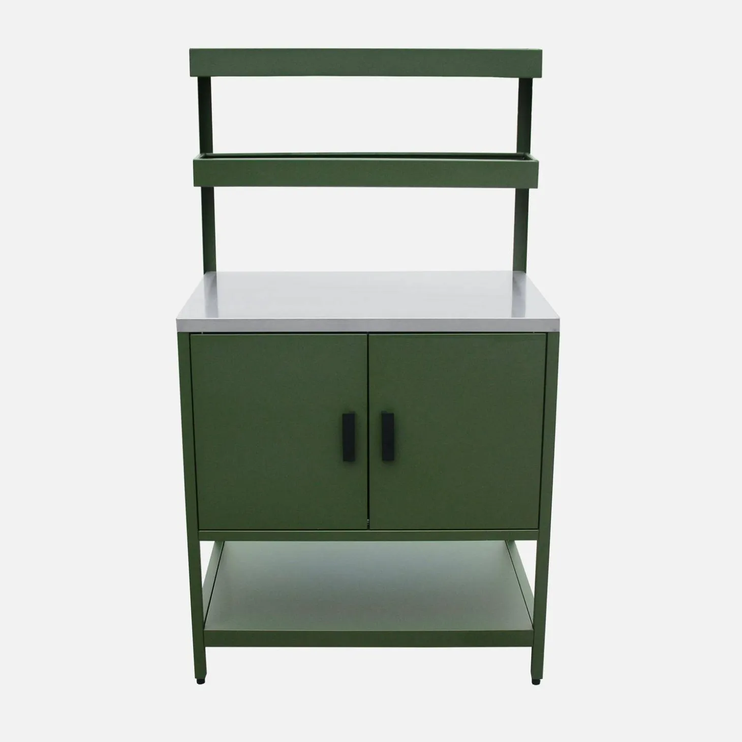 Steel outdoor kitchen 2 hanging shelves 2 doors L80cm