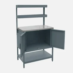 Steel outdoor kitchen 2 hanging shelves 2 doors L80cm