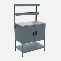 Steel outdoor kitchen 2 hanging shelves 2 doors L80cm