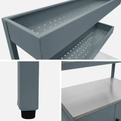 Steel outdoor kitchen 2 hanging shelves 2 doors L80cm