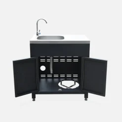 Steel outdoor kitchen with sink