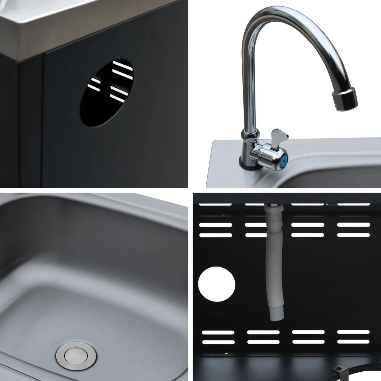 Steel outdoor kitchen with sink