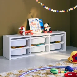 Storage unit for children, 6 plastic boxes