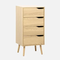 Tall chest of drawers wood decor 4 drawers