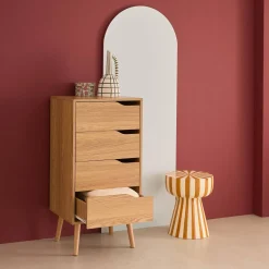 Tall chest of drawers wood decor 4 drawers