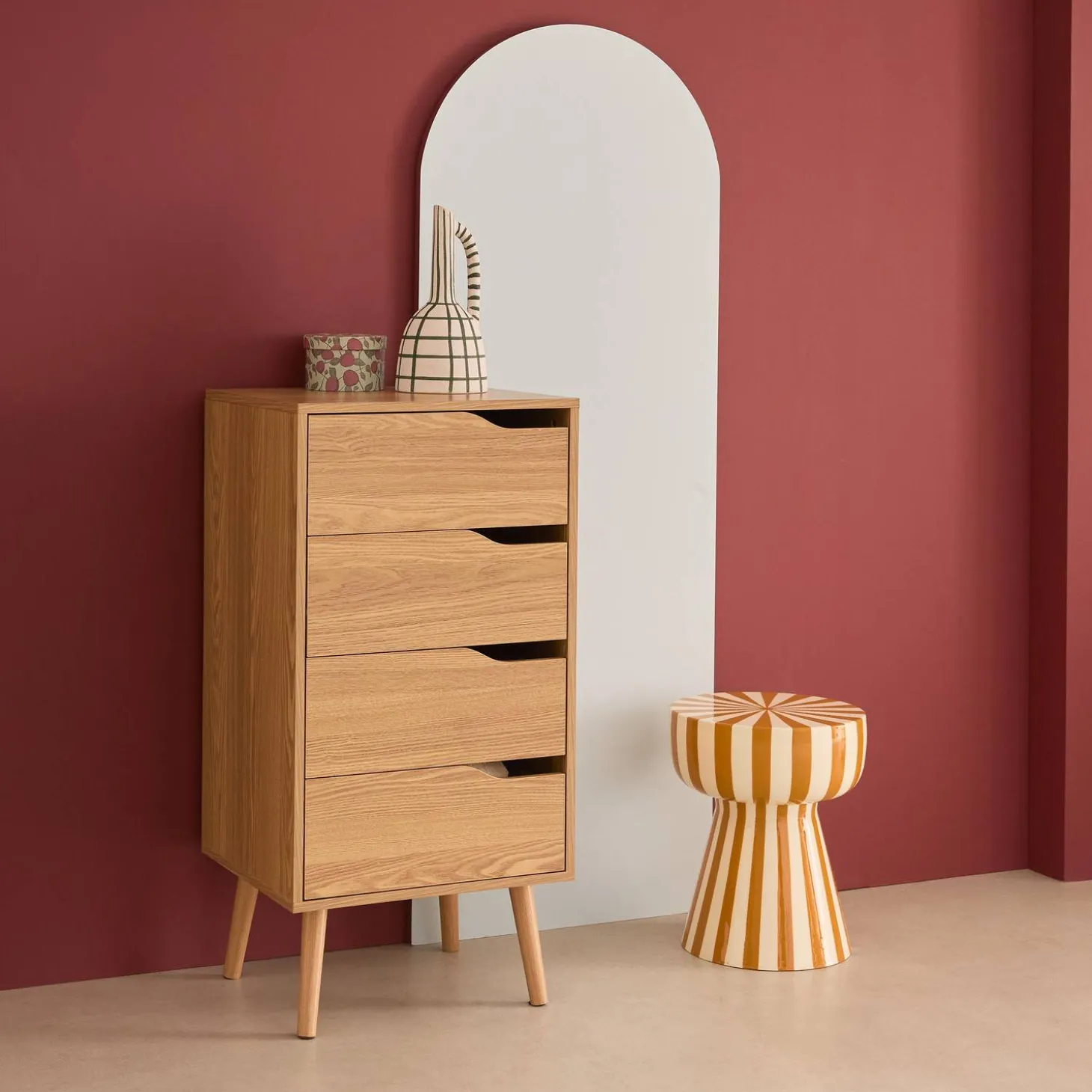 Tall chest of drawers wood decor 4 drawers