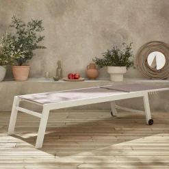Textilene and aluminium sun lounger, 6 reclining positions