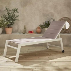 Textilene and aluminium sun lounger, 6 reclining positions