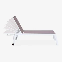 Textilene and aluminium sun lounger, 6 reclining positions