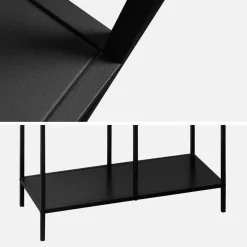 6-tier asymmetrical bookshelf in black metal