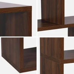 5-tier asymmetrical bookshelf with 10 compartments