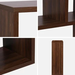 3-tier asymmetrical bookshelf with 6 compartments