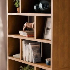 5-tier asymmetrical bookshelf with 10 compartments