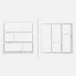 3-tier asymmetrical bookshelf with 6 compartments