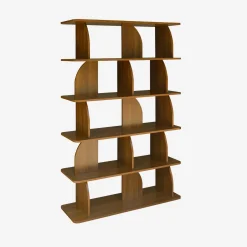 5-tier bookshelf, curved style dividers, exotic decor