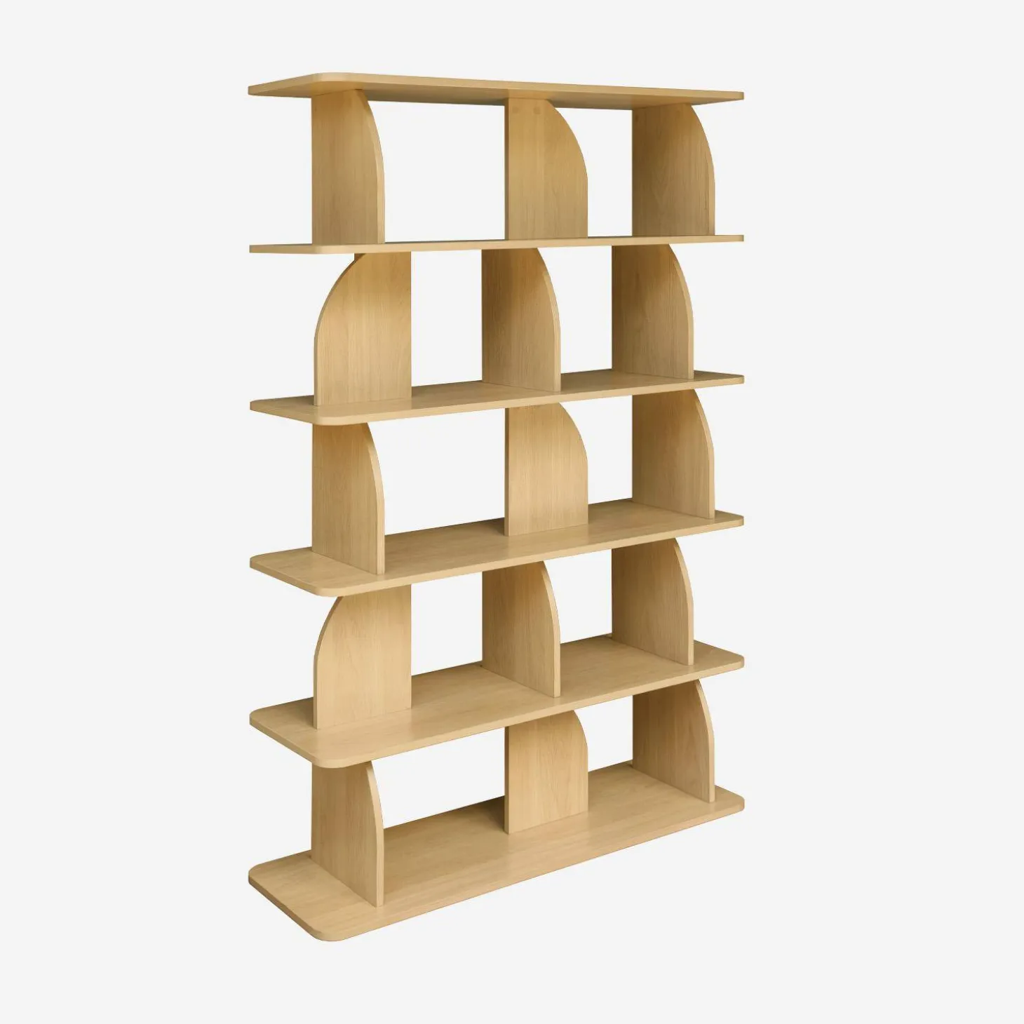 5-tier bookshelf, curved style dividers, exotic decor