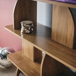 5-tier bookshelf, curved style dividers, exotic decor
