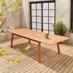 10 to 12-seater extendable wooden garden table