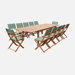 10 to 12-seater extendable wooden garden table