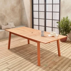 8 to 10-seater extendable wooden garden table