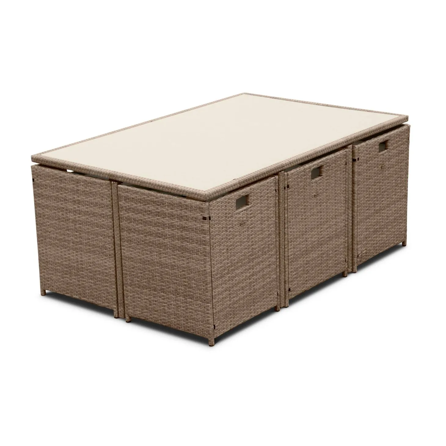 6 to 10-seater rattan cube table set with chairs