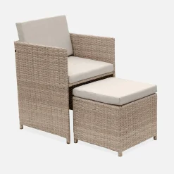 4 to 8-seater rattan cube table set with chairs