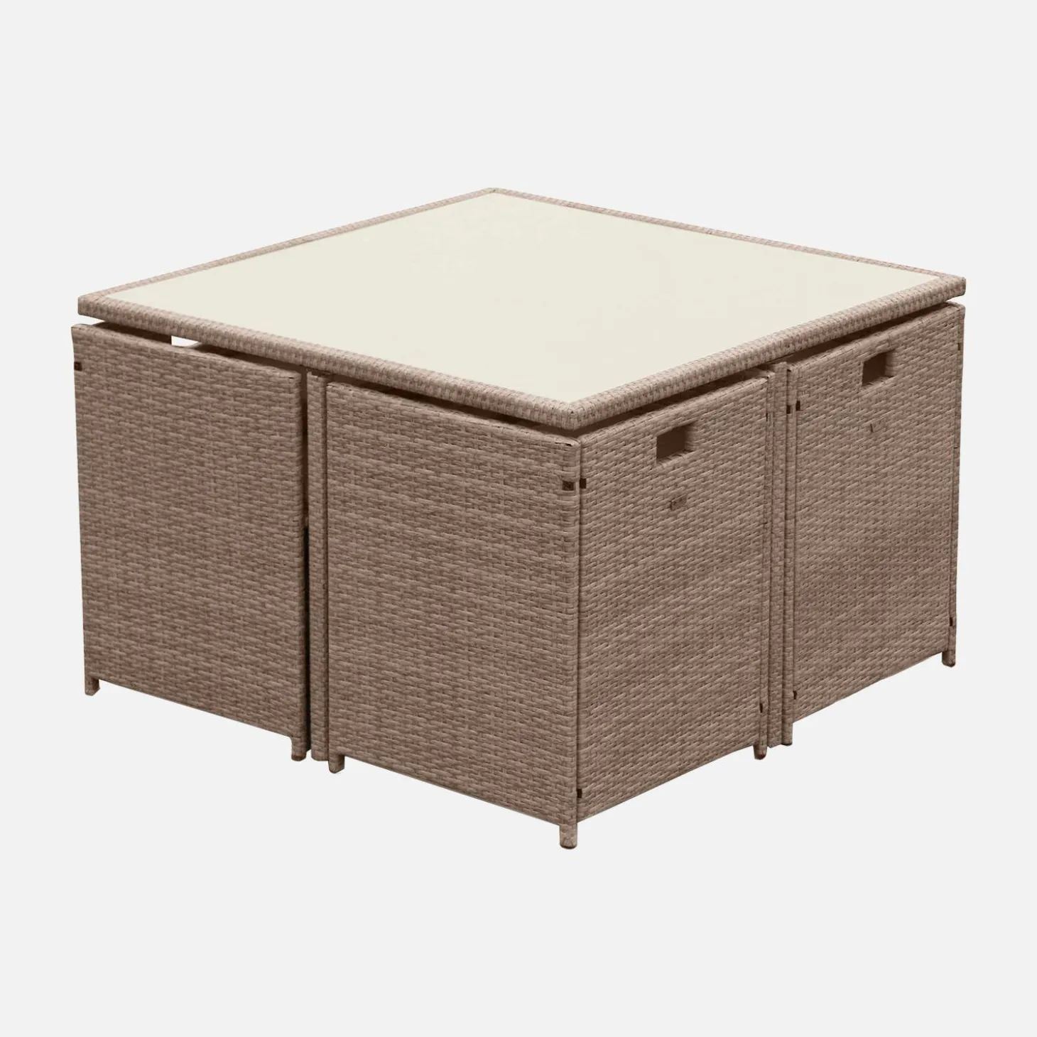 4 to 8-seater rattan cube table set with chairs