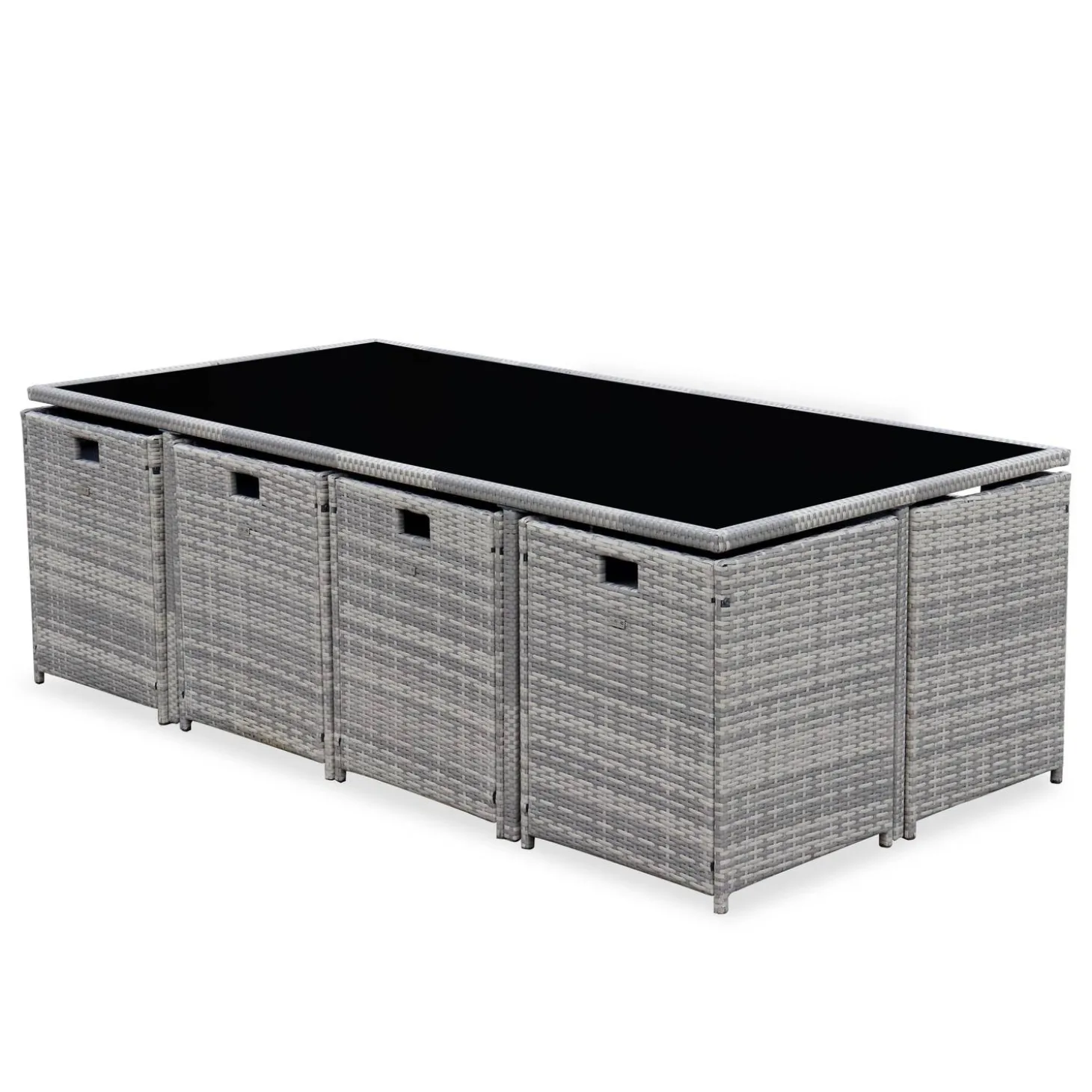 8 to 12-seater rattan cube table set with chairs