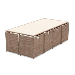 8 to 12-seater rattan cube table set with chairs