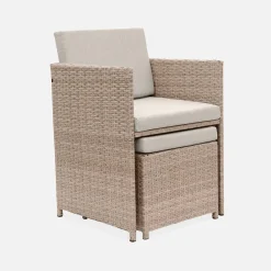 6 to 10-seater rattan cube table set with chairs