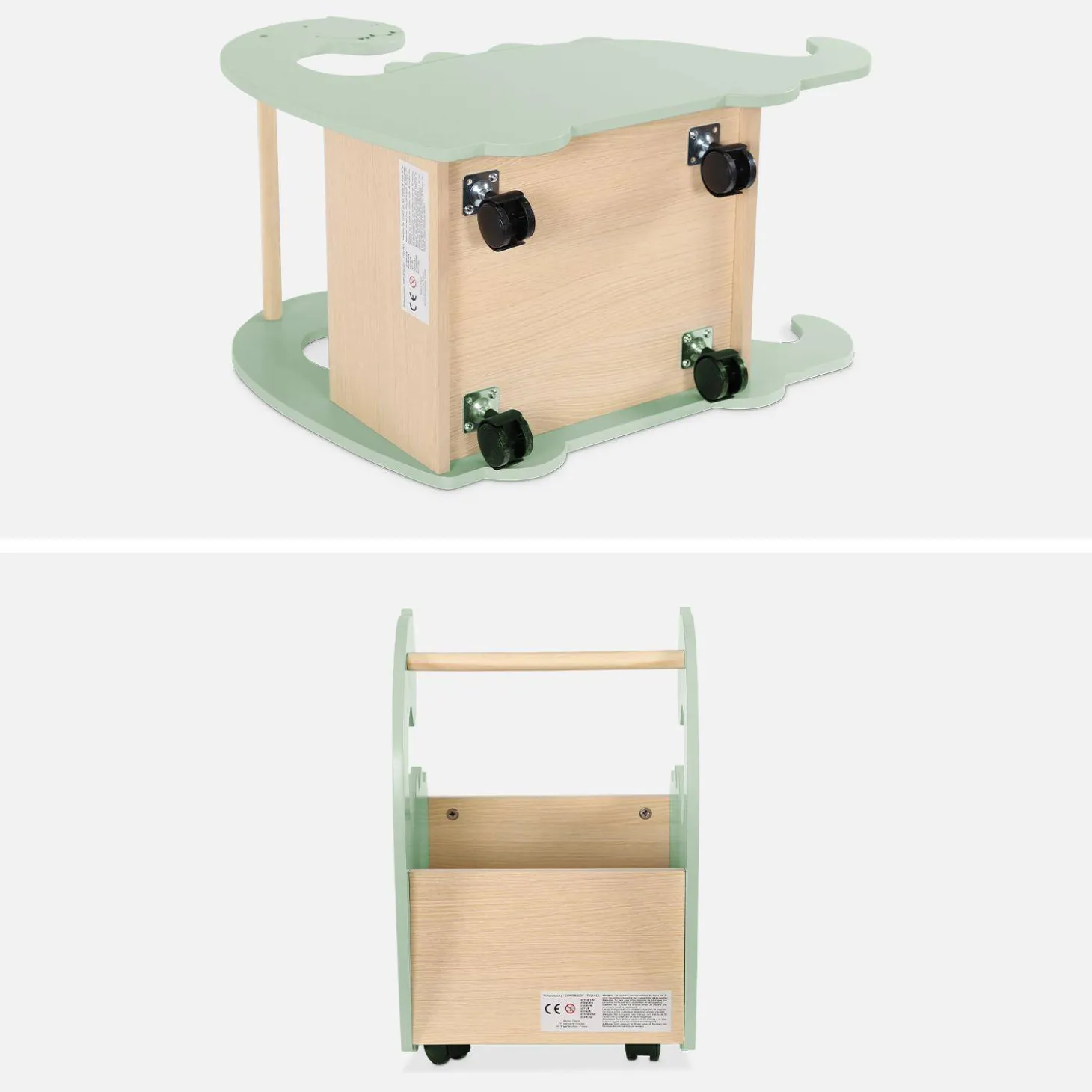 Toy box for children with wheels, dinasour