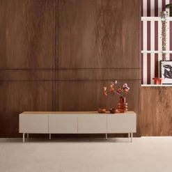 TV stand metal with wood decor 4 doors 180 cm