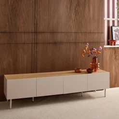 TV stand metal with wood decor 4 doors 180 cm