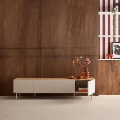 TV stand metal with wood decor 4 doors 180 cm