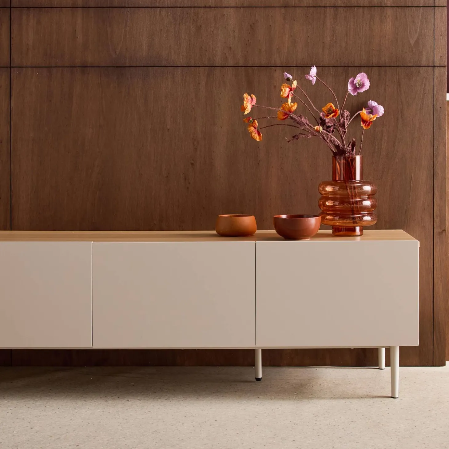 TV stand metal with wood decor 4 doors 180 cm