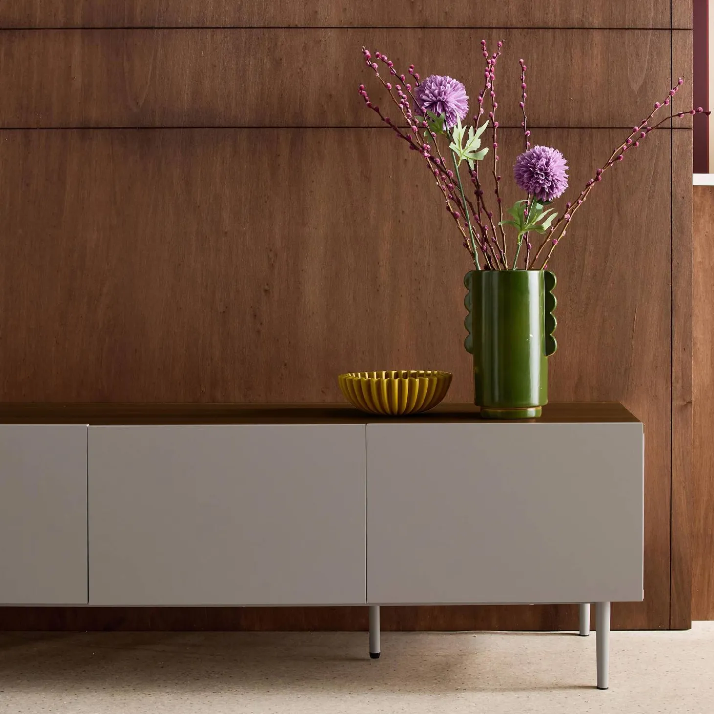 TV stand metal with wood decor 4 doors 180 cm