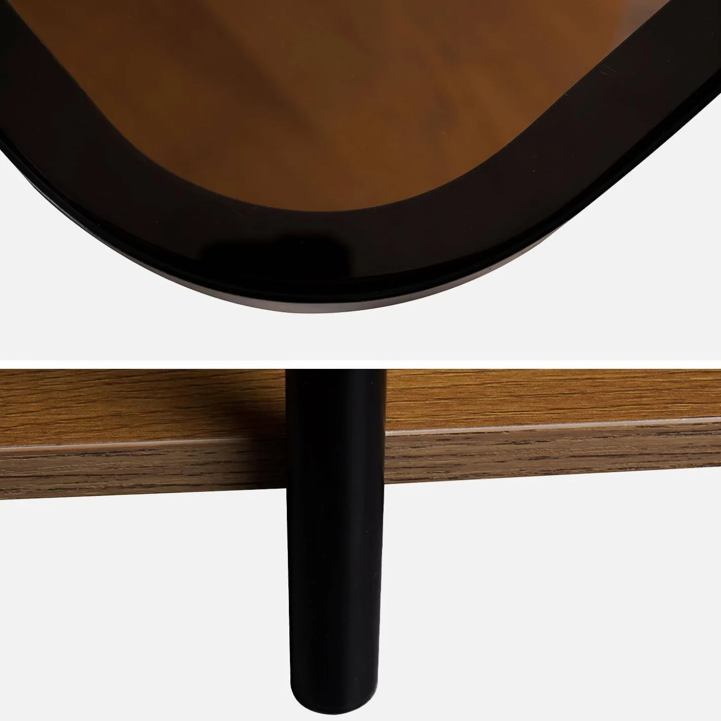 Vintage black metal side tables with glass tops