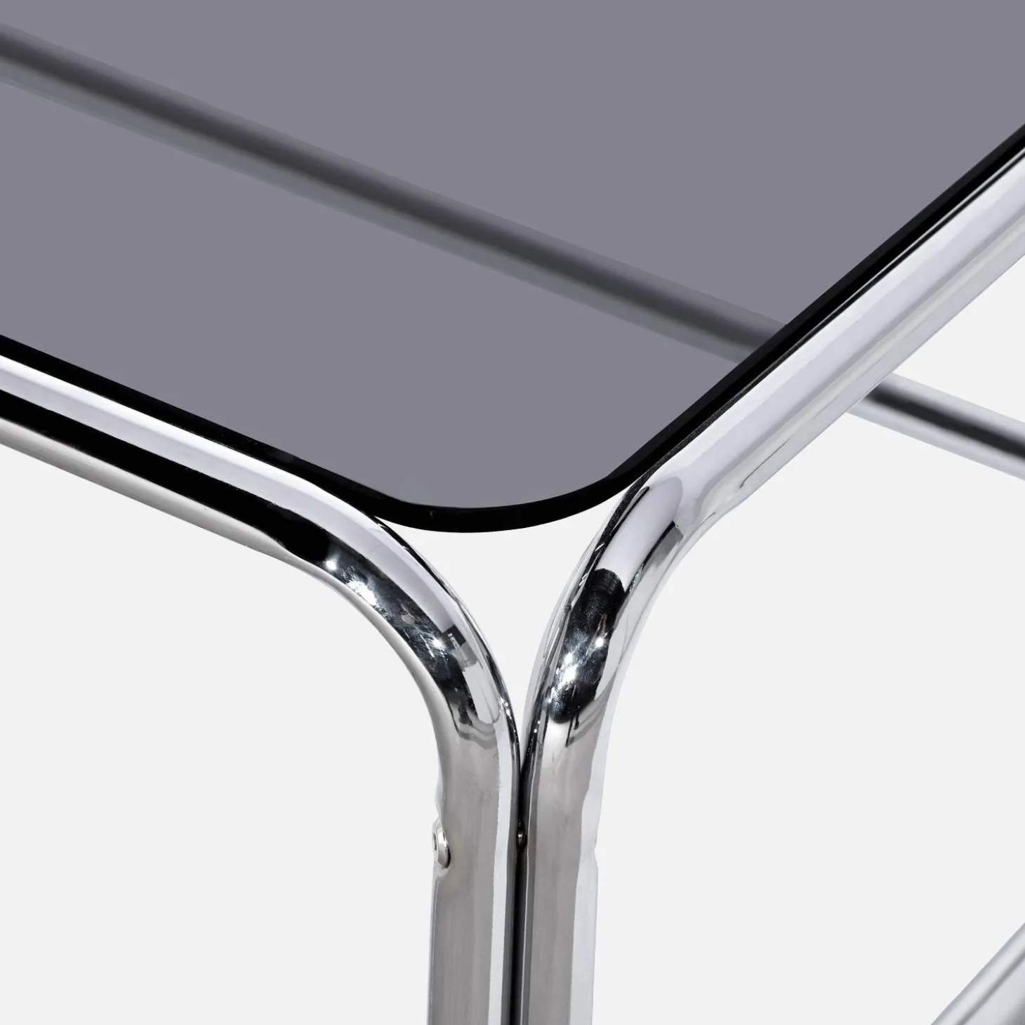 Vintage coffee table with chrome steel and tempered glass