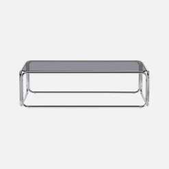 Vintage coffee table with chrome steel and tempered glass