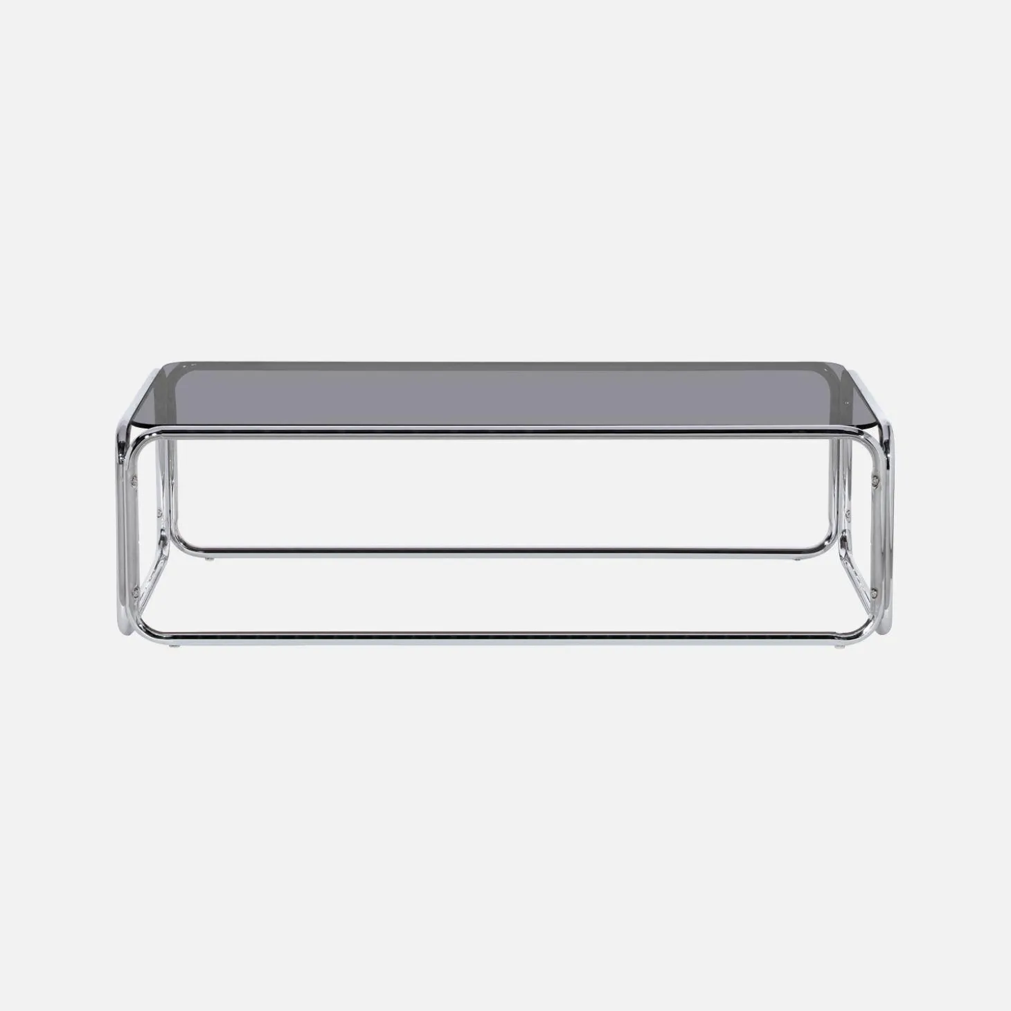 Vintage coffee table with chrome steel and tempered glass