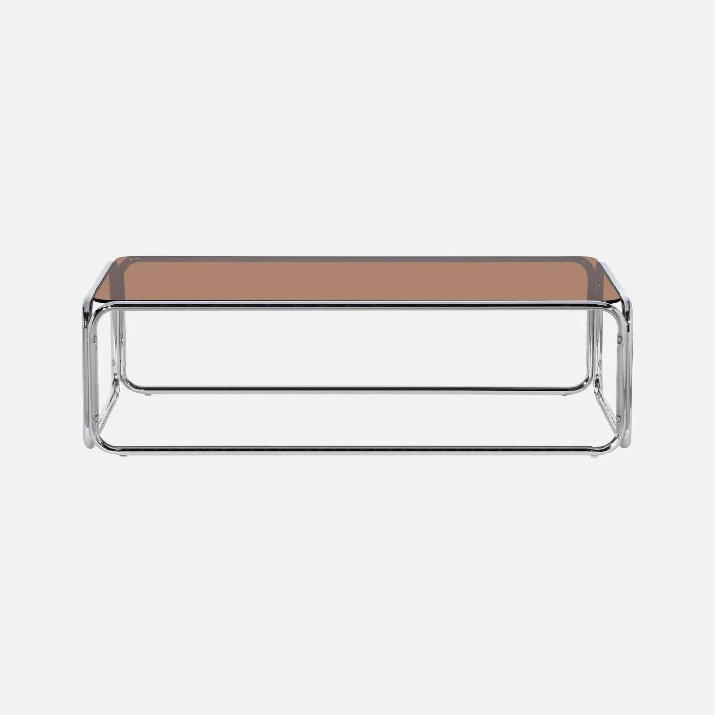 Vintage coffee table with chrome steel and tempered glass